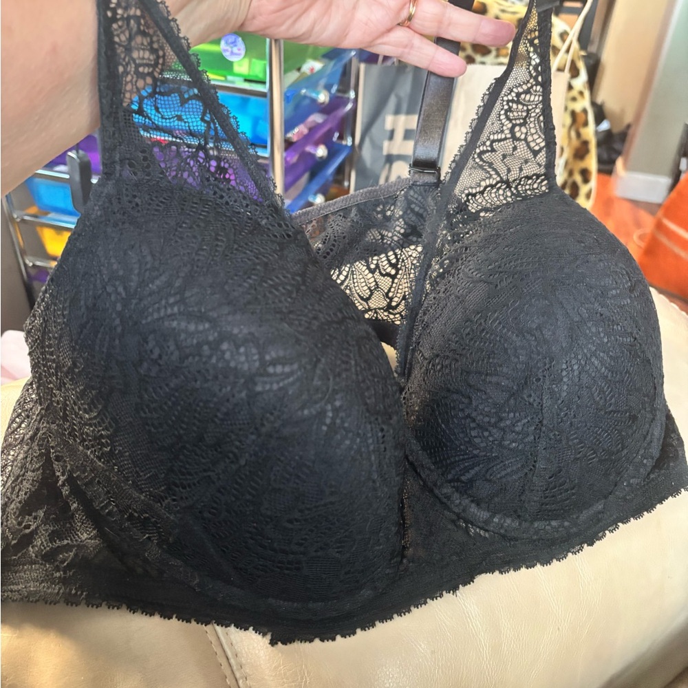 Deesse Lingerie Lace Elegant Black Lace Pullover  Bralette Size 2X